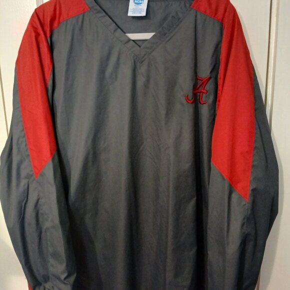 MENS NCAA Alabama long sleeve nylon pullover, gray with crimson , SIZE L - Picture 2 of 4